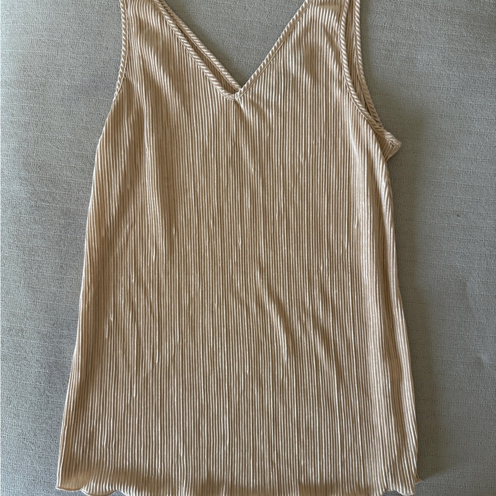 New York & Company Cream Ribbed Tank Top